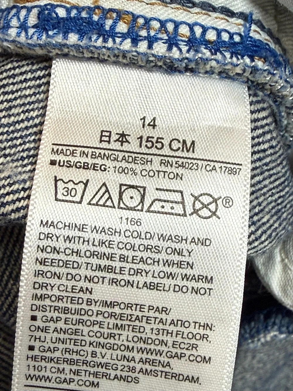 Gap Kids Baggy Jeans Youth Girls Size 14 Medium Wash 100% Cotton Wide Leg Denim